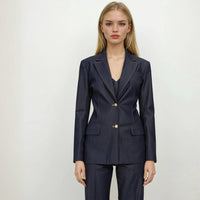 Bronte Denim Sweetheart Peplum Top with Blazer and Pants