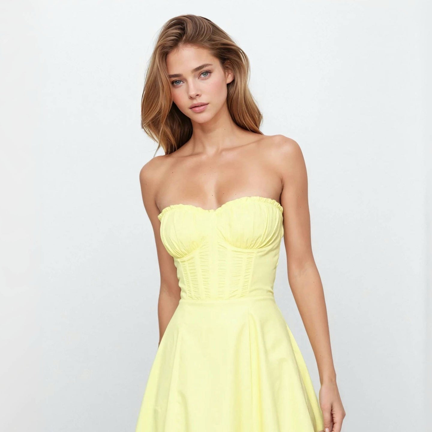 Lily Yellow Corset Top with Tube Dress