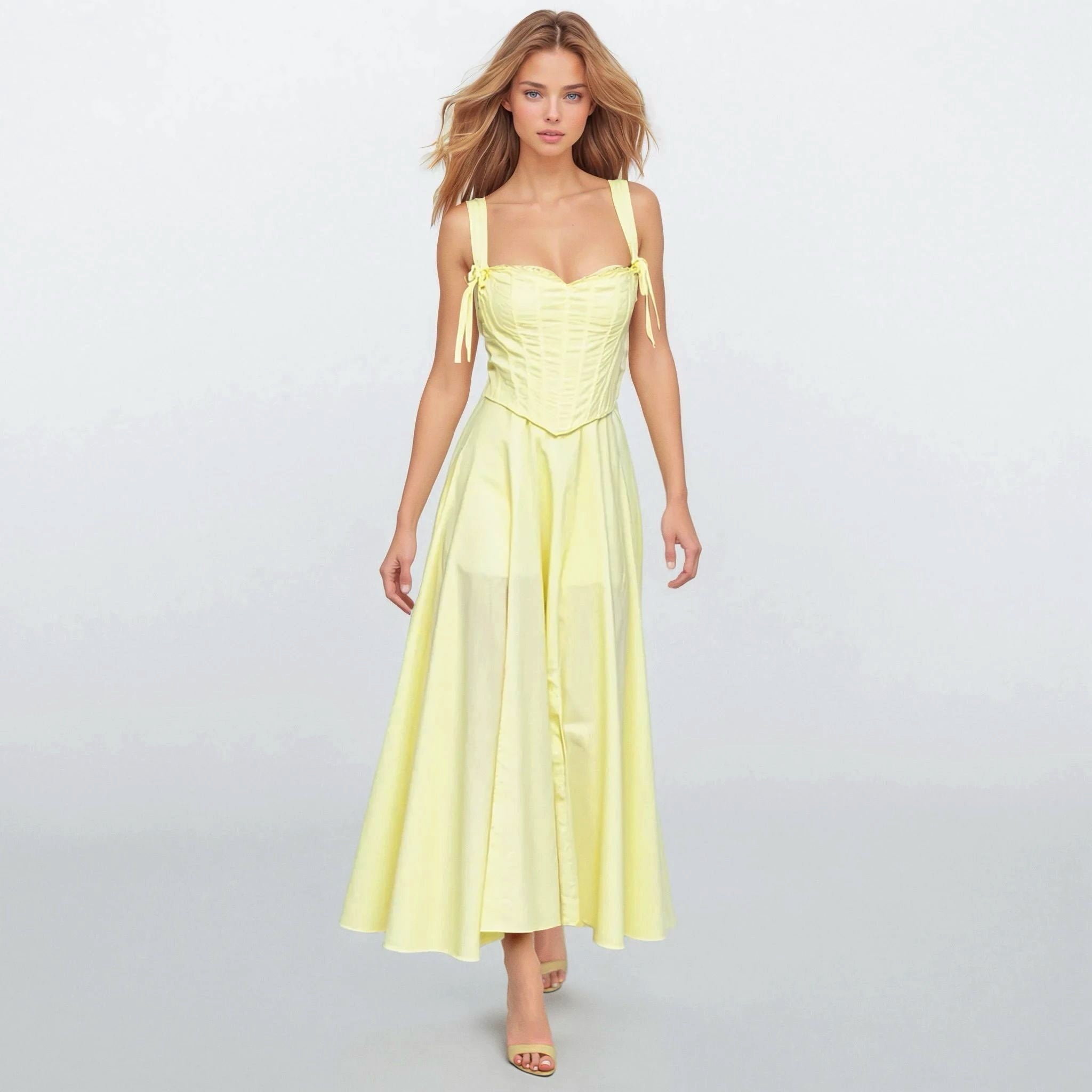 Lily Yellow Corset Top with Tube Dress