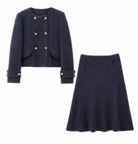 Vivienne Navy Tweed Jacket with Midi Skirt