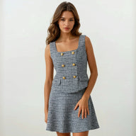 Colette Tweed Square-neck Top with Skirt