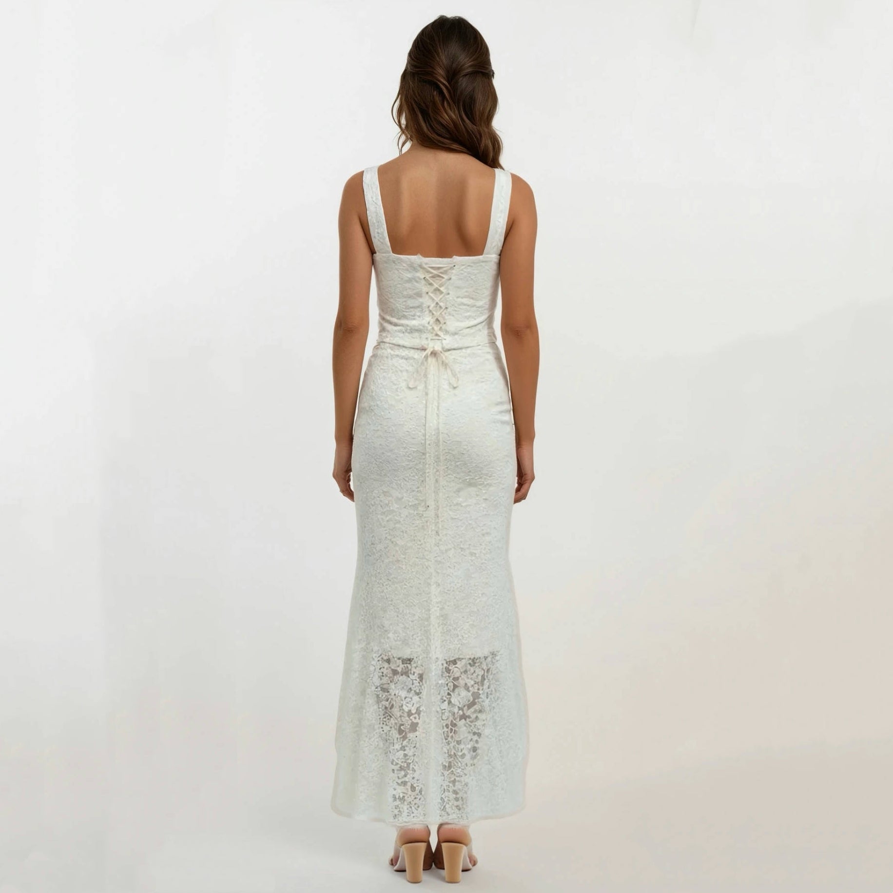 Belle Lace Square-neck Top and Maxi Skirt