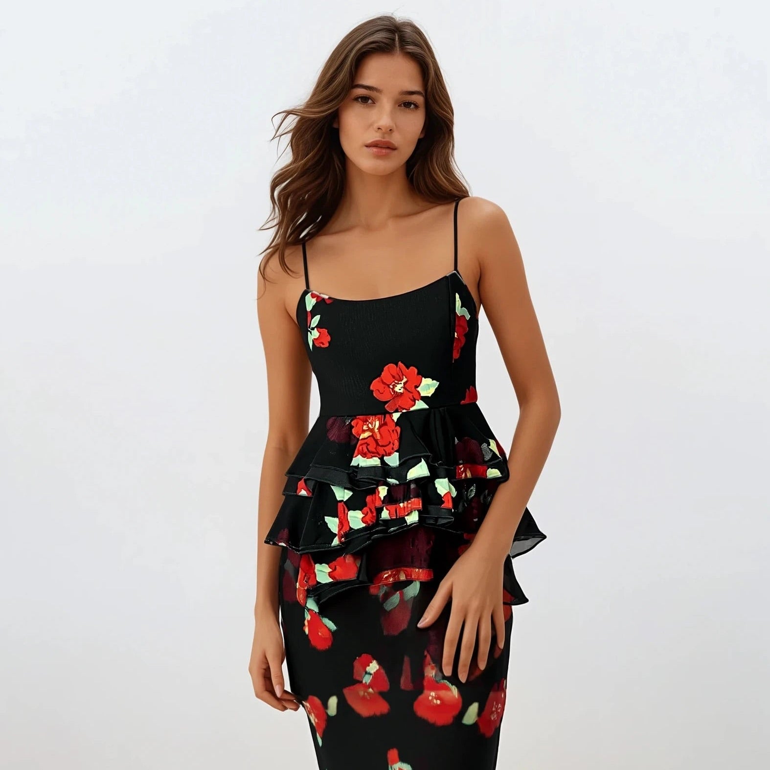 Juliet Roses Spaghetti Strap Top with Skirt
