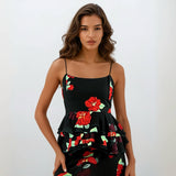 Juliet Roses Spaghetti Strap Top with Skirt