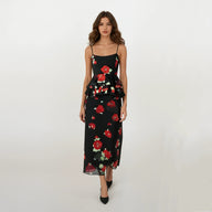 Juliet Roses Spaghetti Strap Top with Skirt