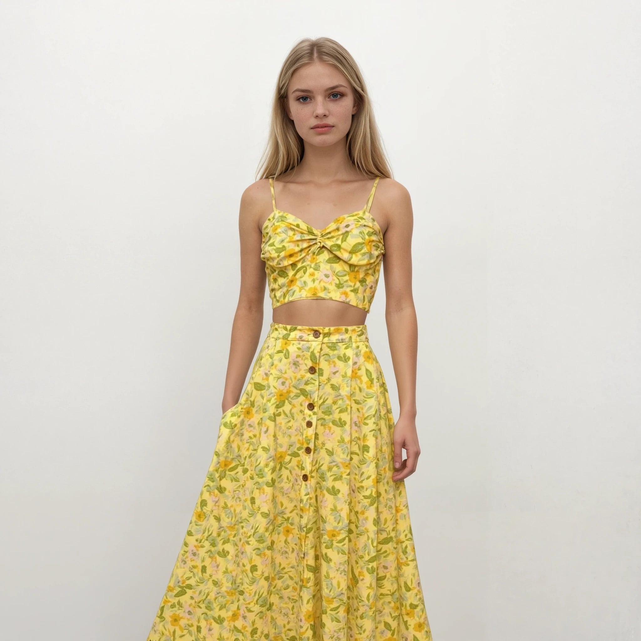 Nicole Yellow Floral Top and Skirt