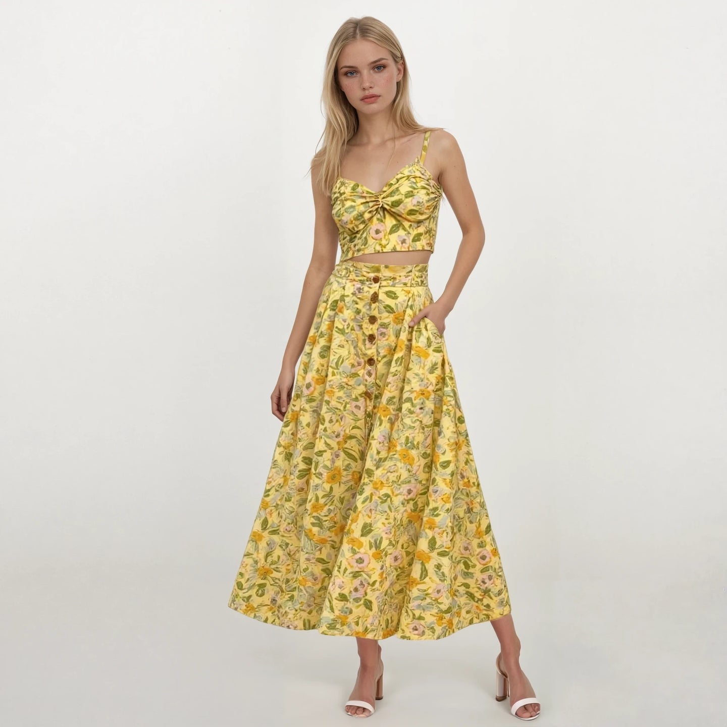 Nicole Yellow Floral Top and Skirt