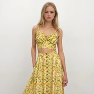 Nicole Yellow Floral Top and Skirt