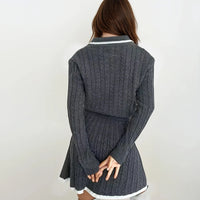 Emily Knit Polo Collar Sweater and Skirt