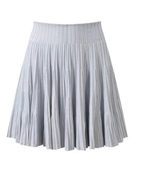 Serena Gold-Button Cardigan with Top and Pleated Skirt