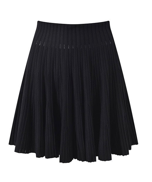 Serena Gold-Button Cardigan with Top and Pleated Skirt