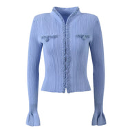 Lisette Ruffle-Trim Knit Cardigan and Skirt