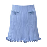 Lisette Ruffle-Trim Knit Cardigan and Skirt