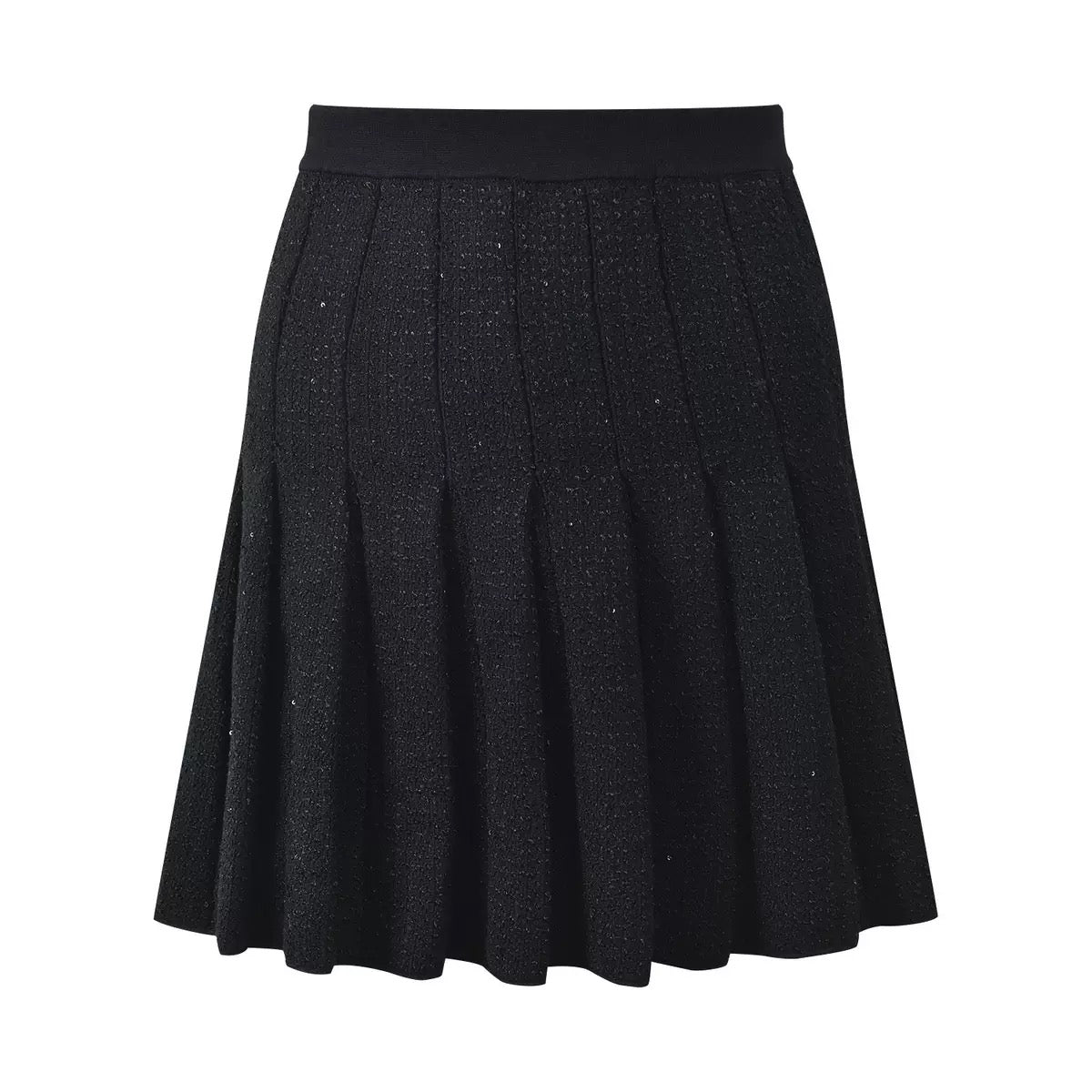Genevieve Pearl Tweed Sleeveless Vest and Pleated Skirt
