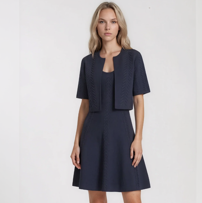 Audrey Chevron Knit Crop Cardigan and Dress