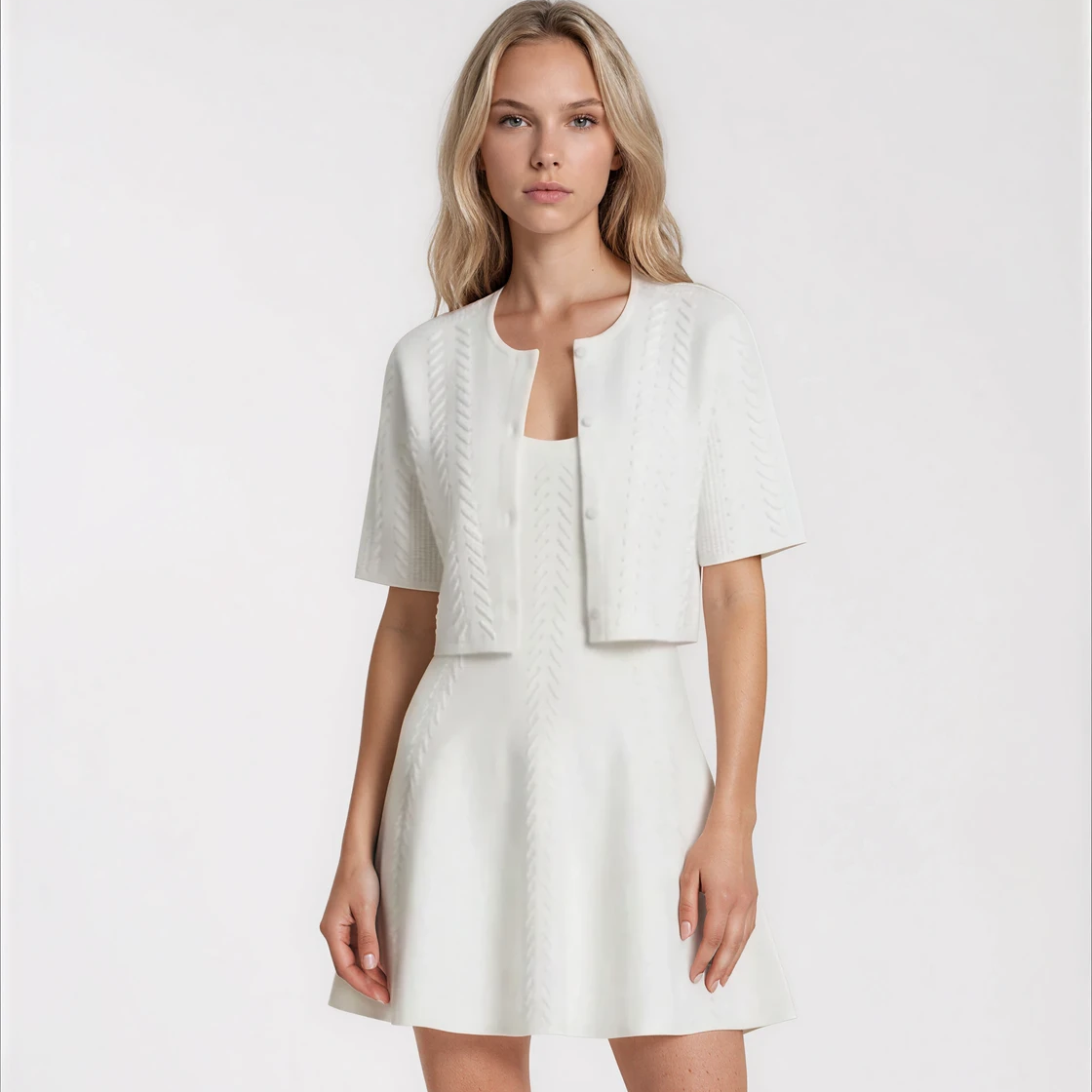 Audrey Chevron Knit Crop Cardigan and Dress