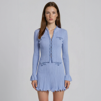 Lisette Ruffle-Trim Knit Cardigan and Skirt