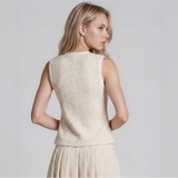 Genevieve Pearl Tweed Sleeveless Vest and Pleated Skirt