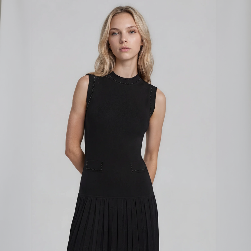 Olivia Pearl Cardigan and Pleated Maxi Dress