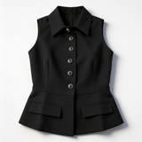 Paige Collared Vest and Pleated Midi Skirt