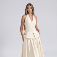 Hailey Halter Vest and Pleated Maxi Skirt