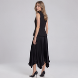 Paige Collared Vest and Pleated Midi Skirt