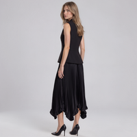 Paige Collared Vest and Pleated Midi Skirt