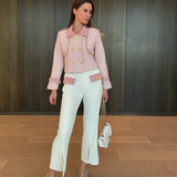 Pink Tweed Jacket with Pant Set