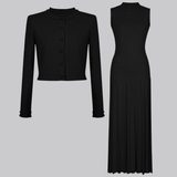 Olivia Pearl Cardigan and Pleated Maxi Dress