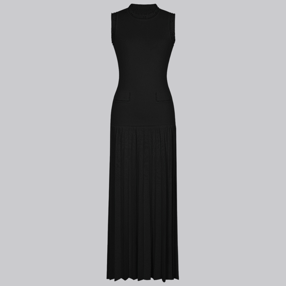 Olivia Pearl Cardigan and Pleated Maxi Dress