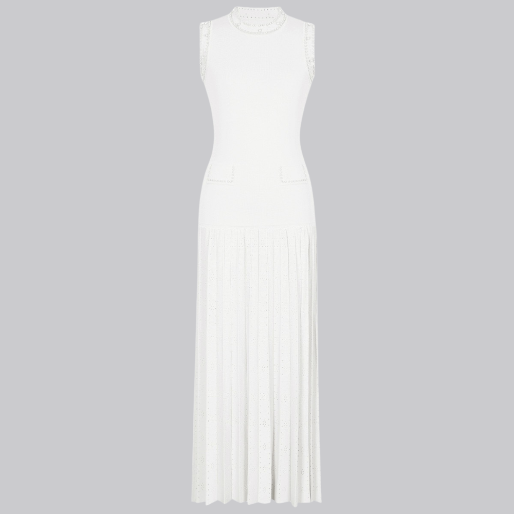 Olivia Pearl Cardigan and Pleated Maxi Dress
