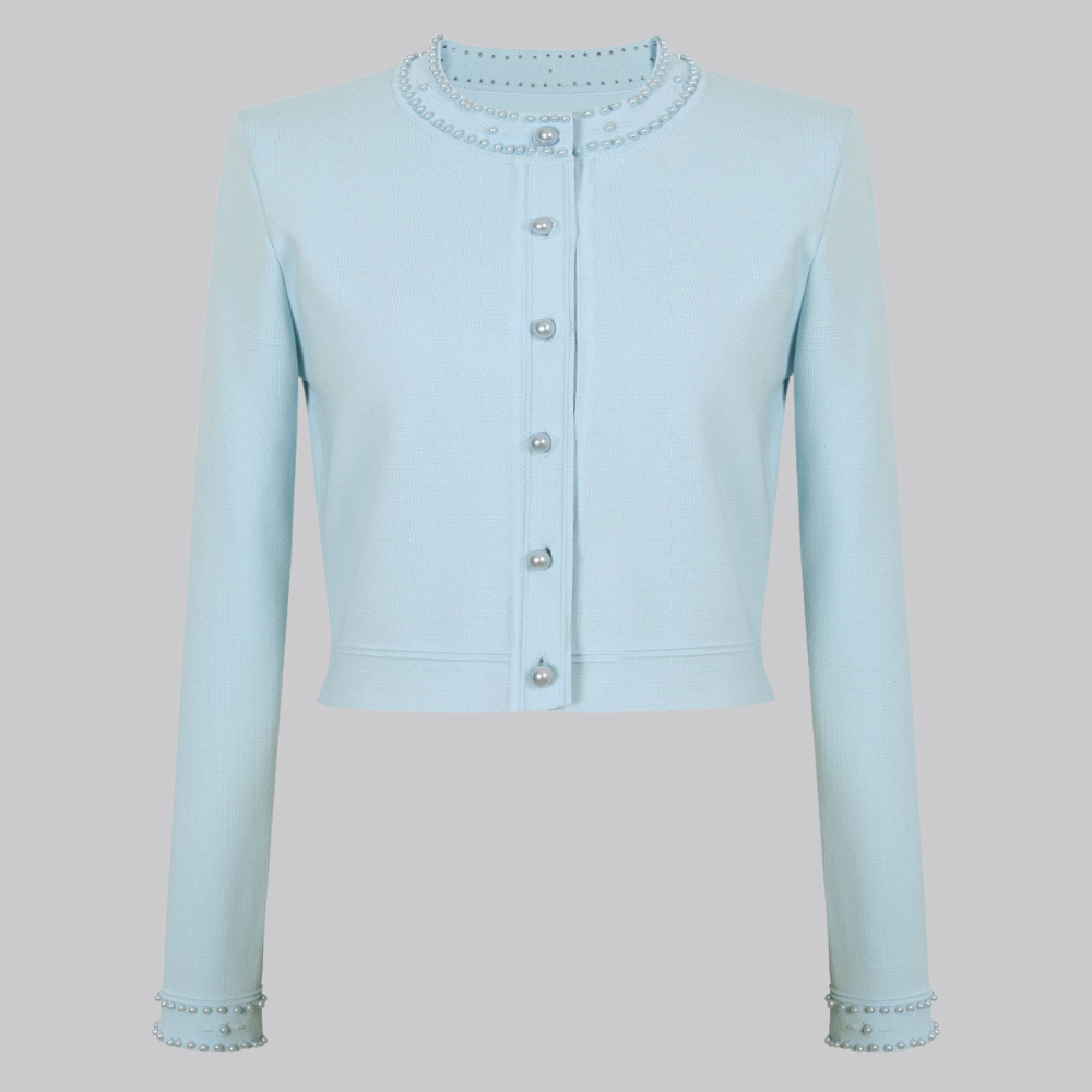 Olivia Pearl Cardigan and Pleated Maxi Dress