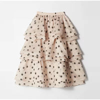 Sophie Polka Dots Puffy Top with Layered Maxi Skirt