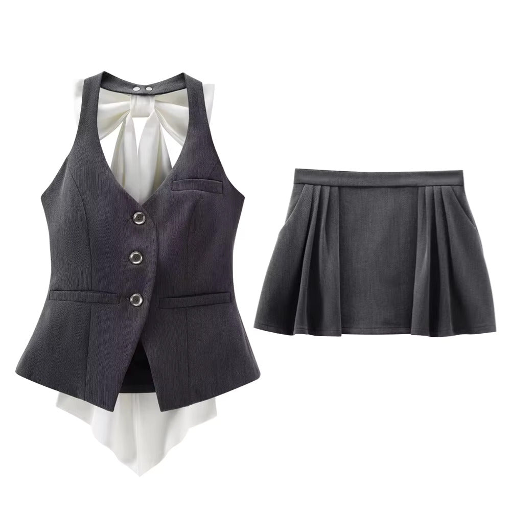 Astrid Halter Neck Bow Top and Skirt