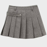 Isobel Grey Wool-Blend Jacket with Pleated Skirt