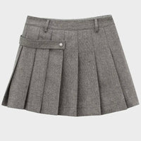 Isobel Grey Wool-Blend Jacket with Pleated Skirt