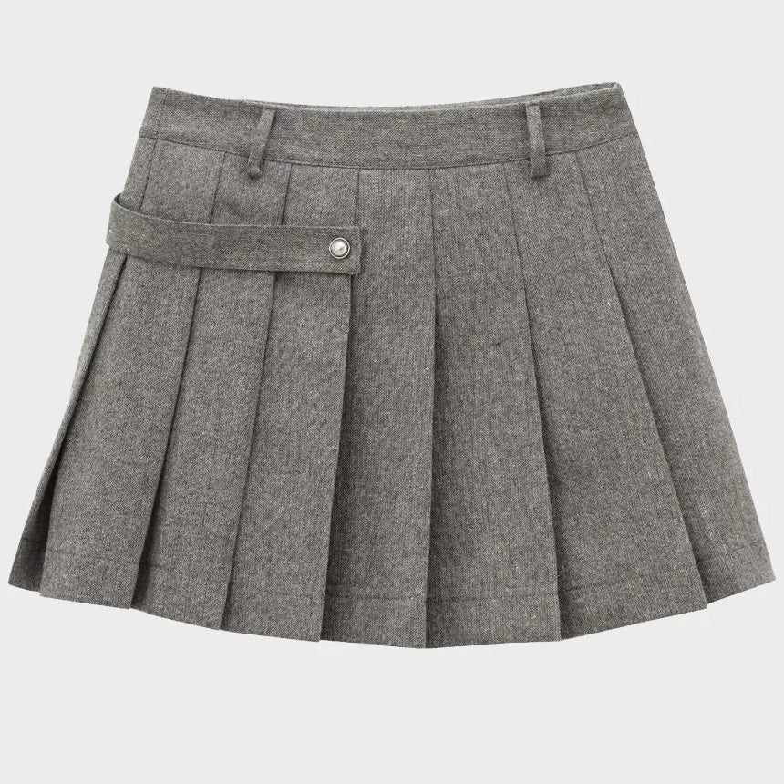 Isobel Grey Wool-Blend Jacket with Pleated Skirt