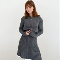 Emily Knit Polo Collar Sweater and Skirt