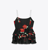 Juliet Roses Spaghetti Strap Top with Skirt