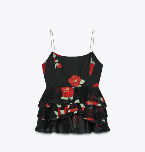 Juliet Roses Spaghetti Strap Top with Skirt