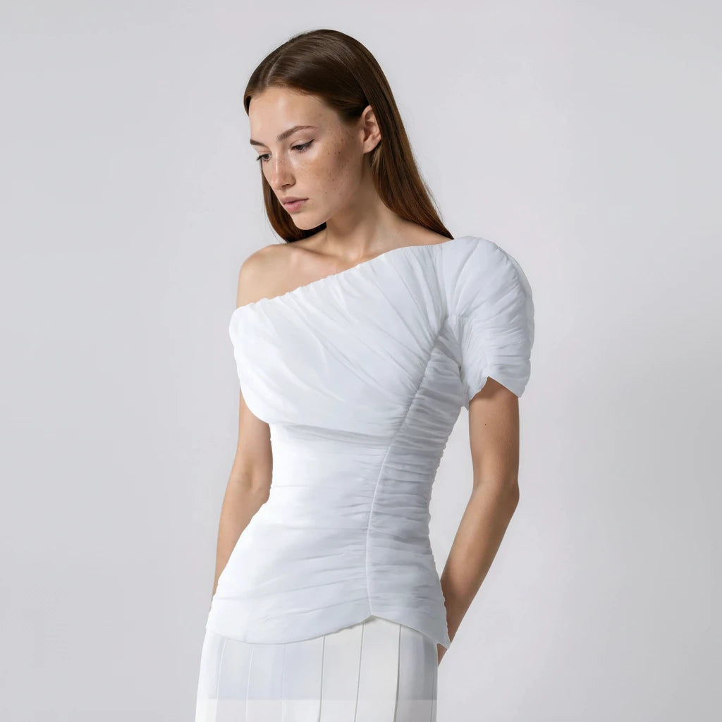 Helena Off-Shoulder Ruched Top and Wide-Leg Pants