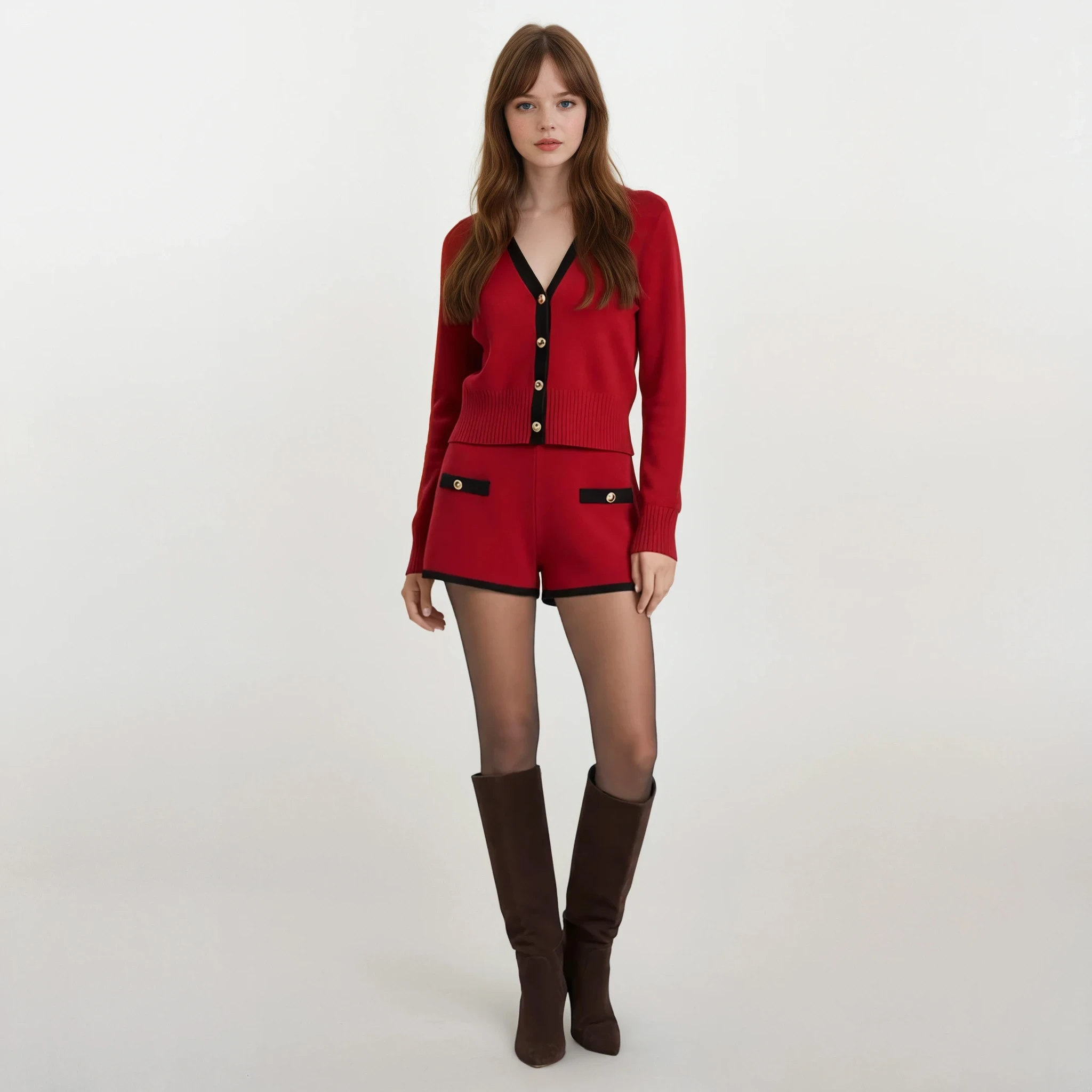 Isla Knit Long Sleeve Top with Shorts