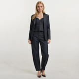 Bronte Denim Sweetheart Peplum Top with Blazer and Balloon Jeans
