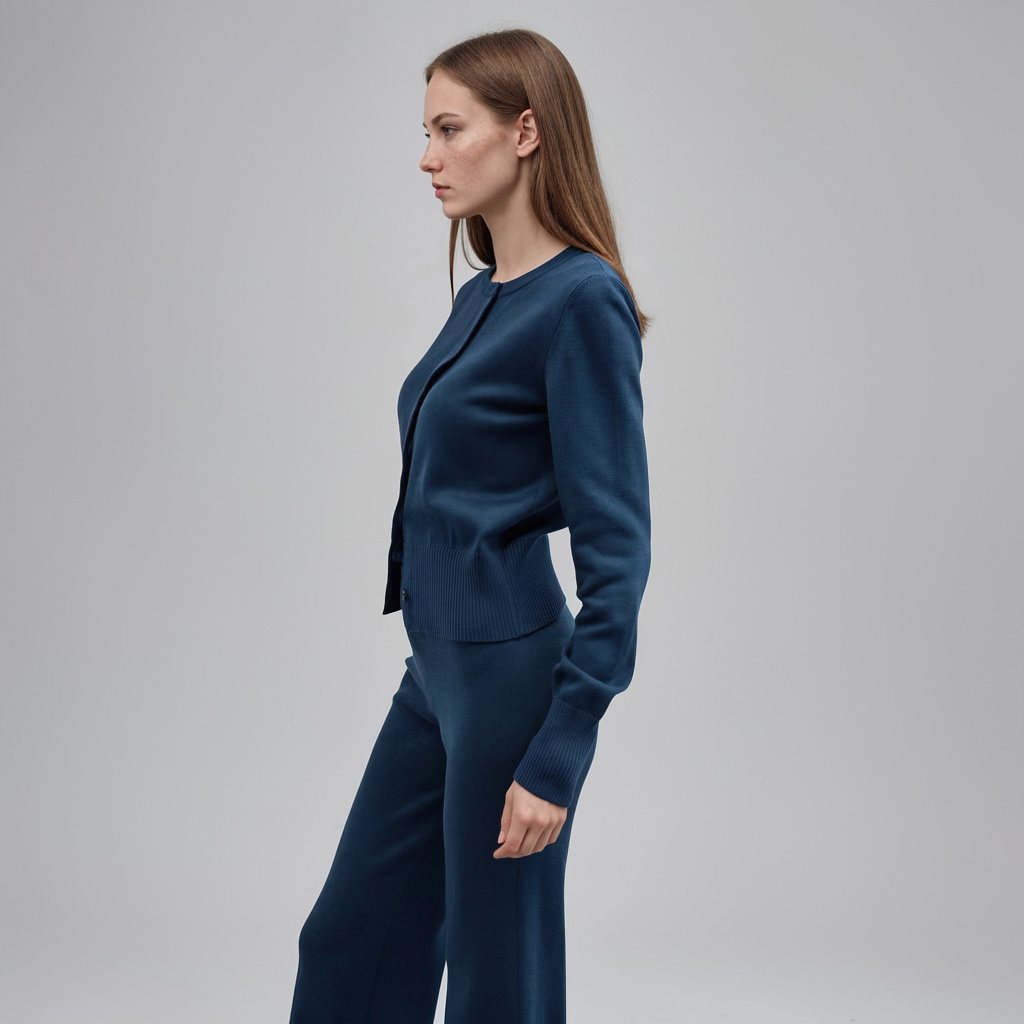 Mia Button Knit Cardigan and Wide-Leg Pants