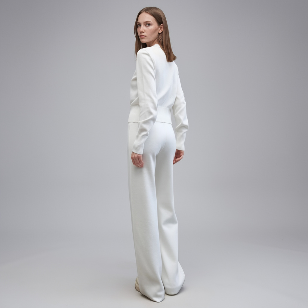 Mia Button Knit Cardigan and Wide-Leg Pants