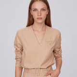 Samantha V-Neck Top and Belted Midi Pencil Skirt