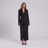 Zara Lace-Trim Blazer and Lace-Panel Maxi Skirt