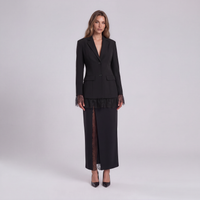 Zara Lace-Trim Blazer and Lace-Panel Maxi Skirt