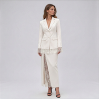 Zara Lace-Trim Blazer and Lace-Panel Maxi Skirt