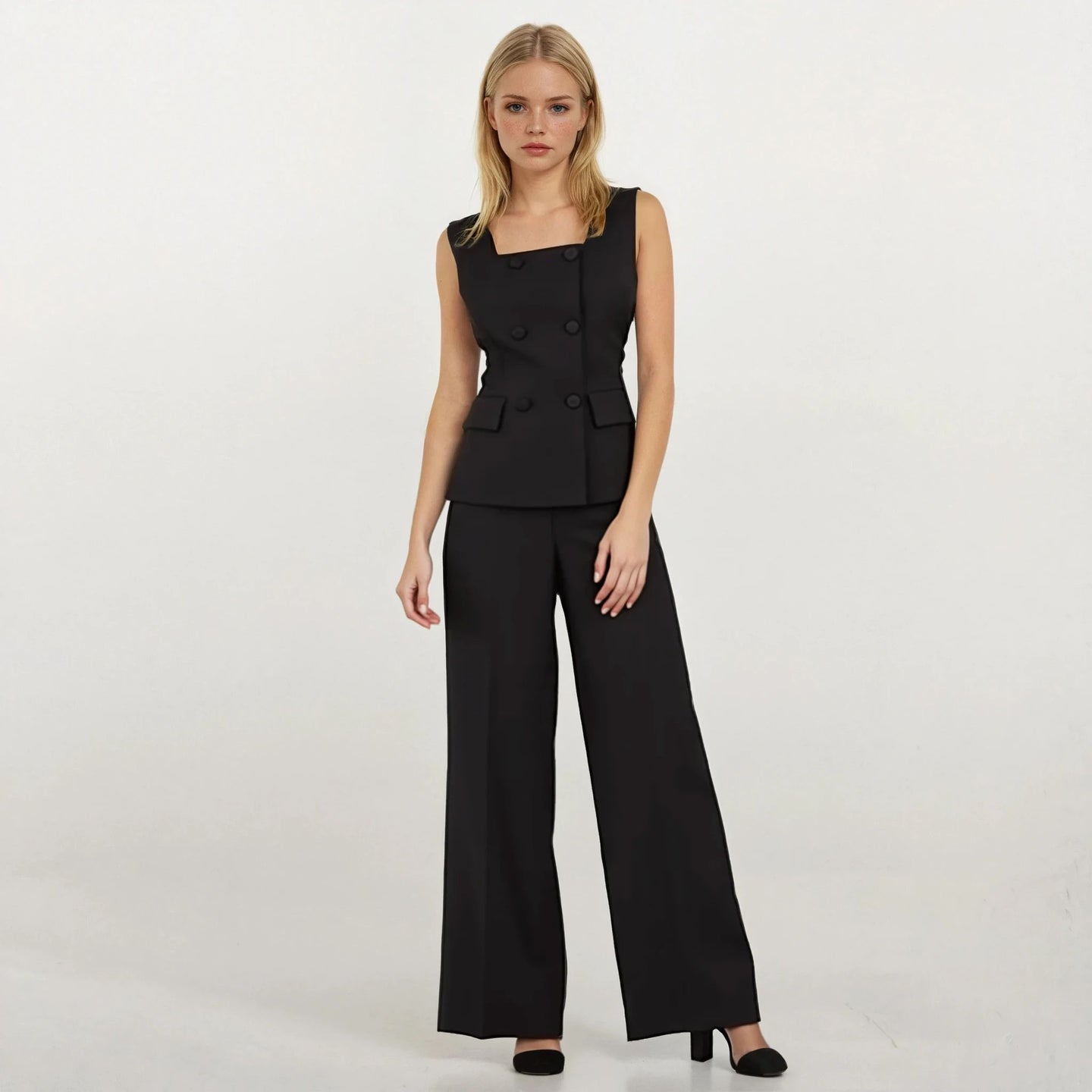 Linda Square-Neck Vest with Pants